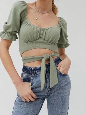 Urban Outfitters UO Annie Puff Sleeve Wrap Top